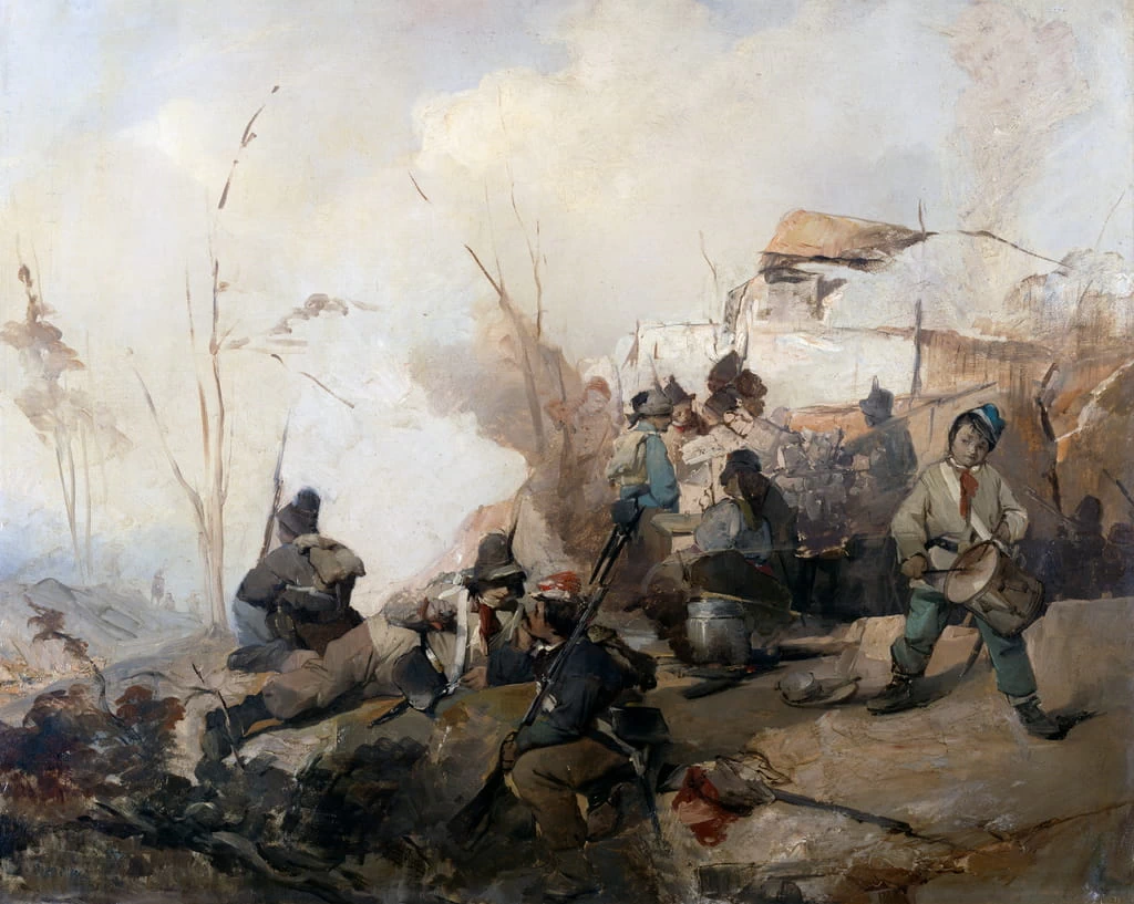 Bivacco di soldati dell'esercito garibaldino a difesa di Roma - Civico Museo del Risorgimento, Milano